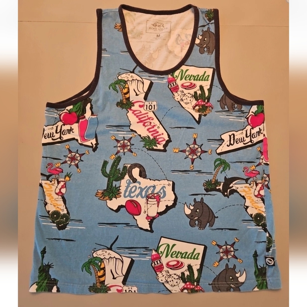 Ecko Unlimited Blue Graphic Tank Top